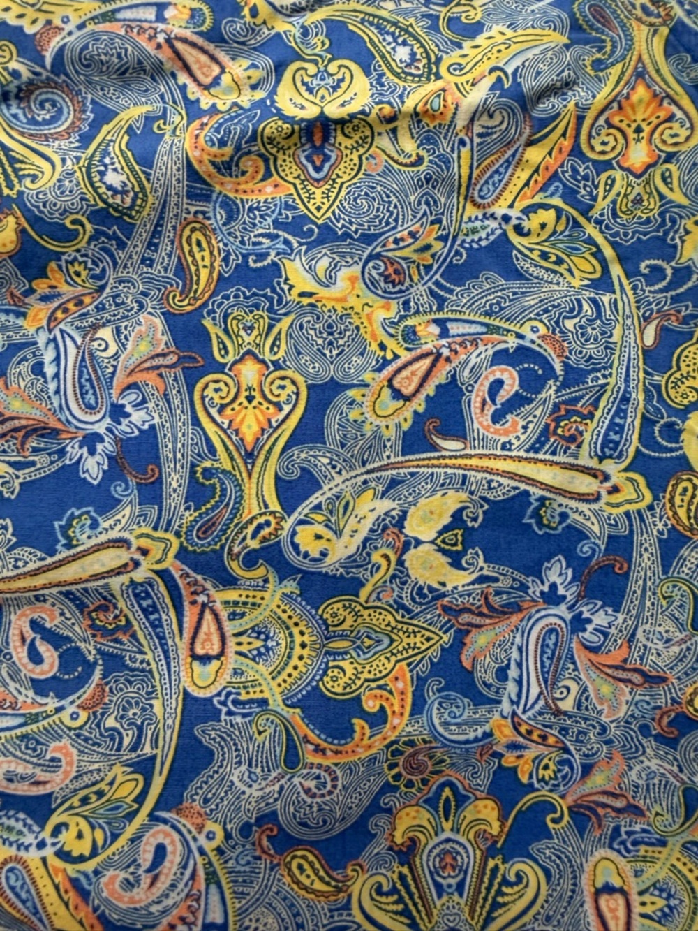 Daniel Cremieux Blue and Yellow Paisley Short Sleeve Button-Up Shirt - Picture 3 of 10